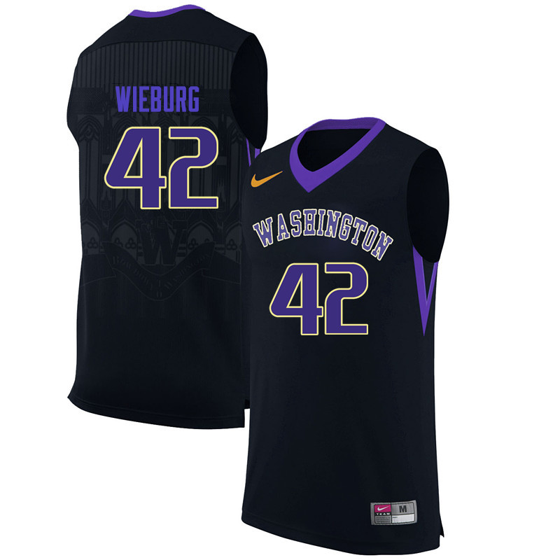 Men Washington Huskies #42 Mackenzie Wieburg College Basketball Jerseys-Black